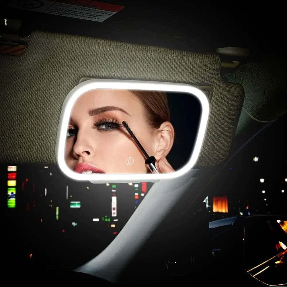 Miroir de maquillage LED pour voiture